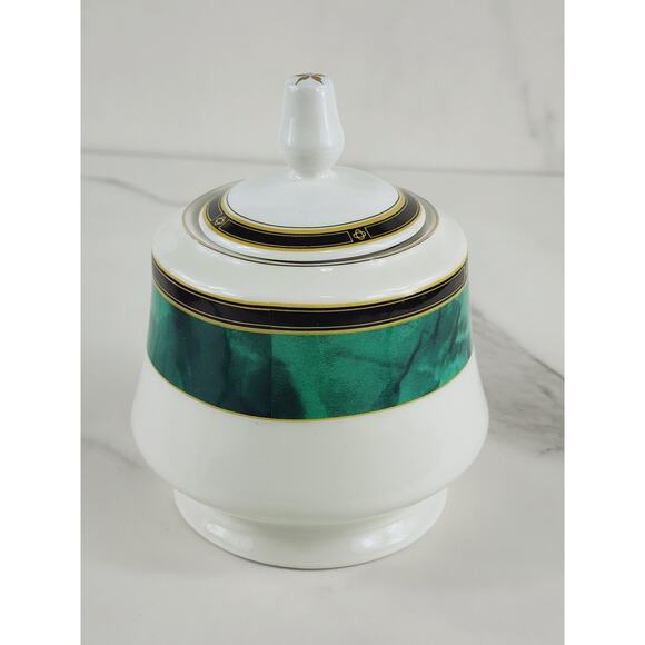 Retroneu Sugar Bowl w/ Lid Jade Garland 3 1/2" Fine China 90's #3020 Pattern - Picture 4 of 14